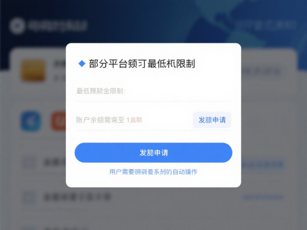 部分平台设有最低提现金额限制，例如账户余额需达到一